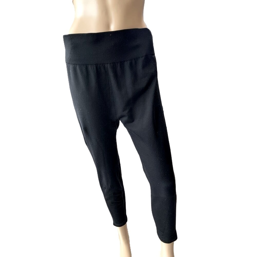Aerie Black‎ Elastic Waistband Solid Color Stretch Capri Leggings Size Small